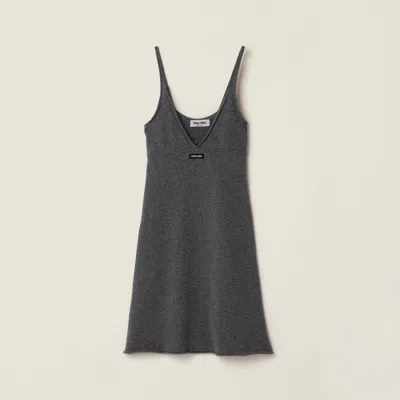 Miu Miu Cashmere Tank Dress In Gray