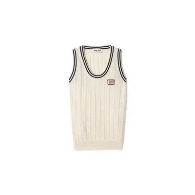 Miu Miu Cashmere Top In Neutral