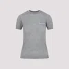 Miu Miu Crew Neck Short-sleeved Sweater In Gray