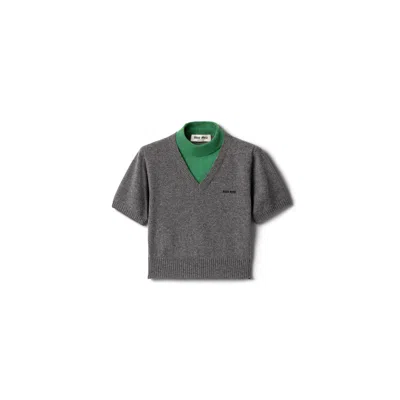 Miu Miu Cashmere Turtleneck Sweater In Gray