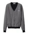 Miu Miu Layered V-neck Oversized Cashmere Sweater In Gray