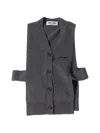 Miu Miu Knitwear Top Sleeveless Ribbed Hem Pockets In Gray