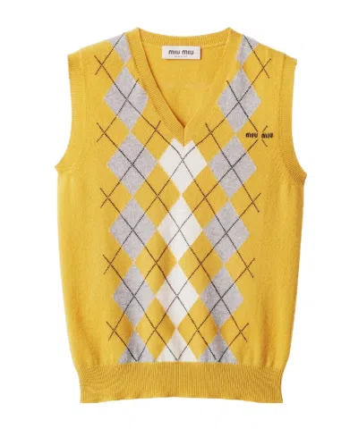 Miu Miu Cashmere Vest In Yellow