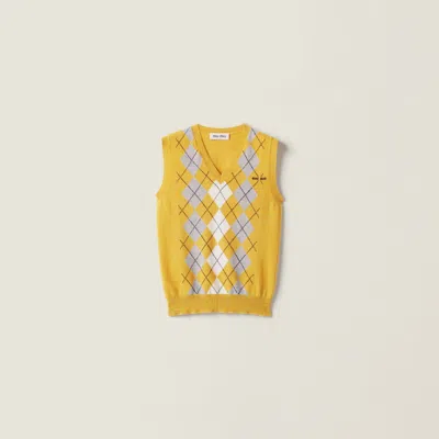 Miu Miu Cashmere Vest In Yellow