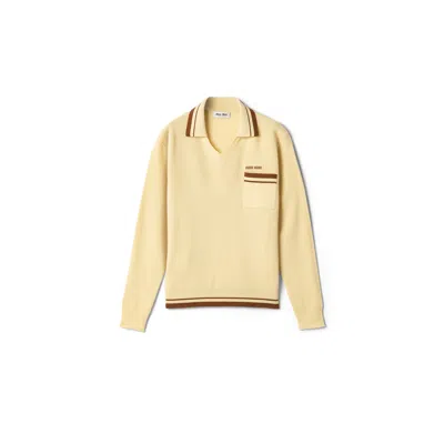 Miu Miu Cashmere V-neck Sweater In Cream