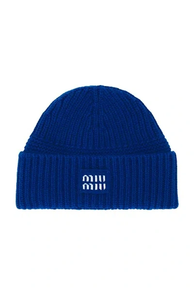 Miu Miu Wool And Cashmere Beanie In Blue