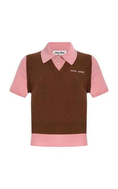 MIU MIU CASHMERE-WOOL POLO SWEATER