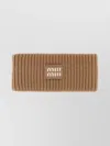 Miu Miu Ribbed Texture Wool Blend Hairband In Brown