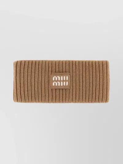 Miu Miu Cashmere Wool Ribbed Stretch Cap