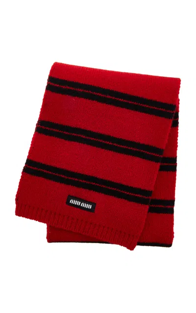 Miu Miu Wool Cashmere Blanket Scarf In Red