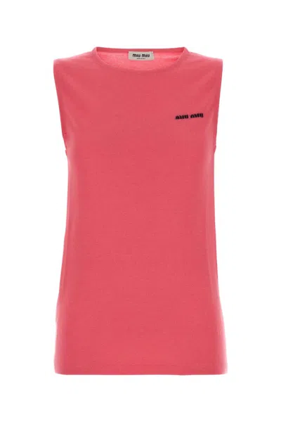 Miu Miu Cashmere-blend Knit Vest In Pink