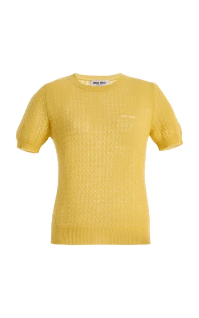 Miu Miu Cashmere-silk Top In Yellow