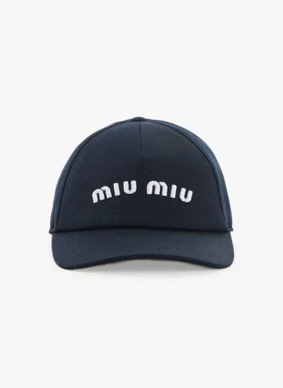 Miu Miu Casquette En Coton In Gray