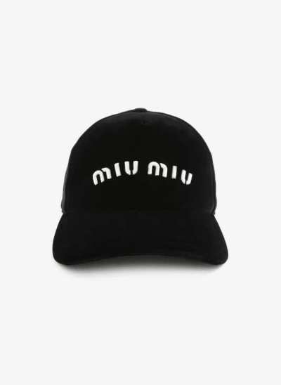Miu Miu Casquette En Velours In Multicolore