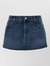 Miu Miu Casual Mini Skirt Frayed Hem In Blue