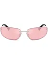 Miu Miu A50s Rimless Oval Metal Sunglasses In Silver
