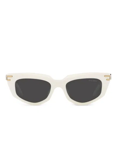 Miu Miu Cat-eye Metal-temple Sunglasses In White
