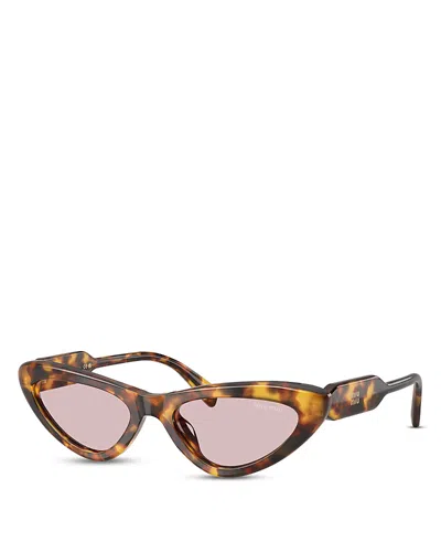 Miu Miu Cat-eye Sunglasses With Vertical Logo In Honey Havana In Multi