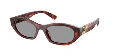 Miu Miu Cat-eye Sunglasses With Glossy Finish And Distinctive Detailing In Brown