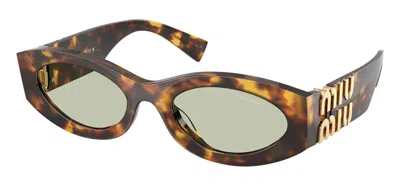 Miu Miu Cat-eye Sunglasses With Tortoiseshell Frame And Gold Accents In Multi