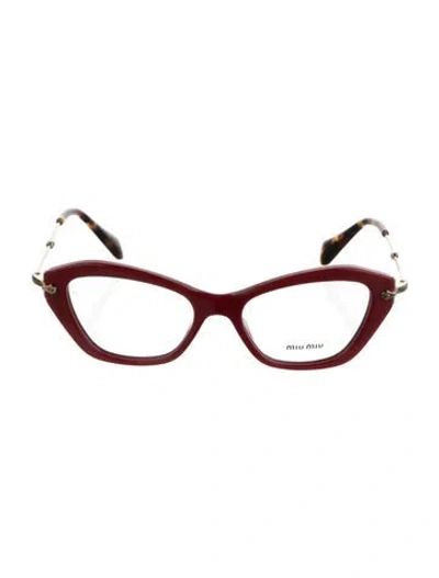Pre-owned Miu Miu Cat-eye Eyeglasses In Red