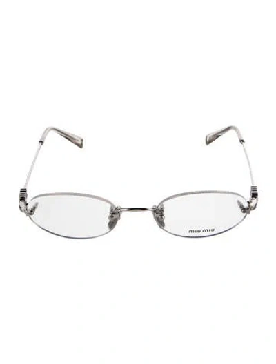 Pre-owned Miu Miu Cat-eye Eyeglasses In Silver