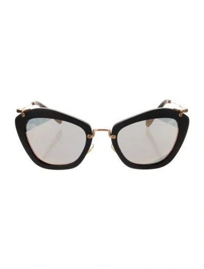 Pre-owned Miu Miu Cat-eye Mirrored Sunglasses In Black