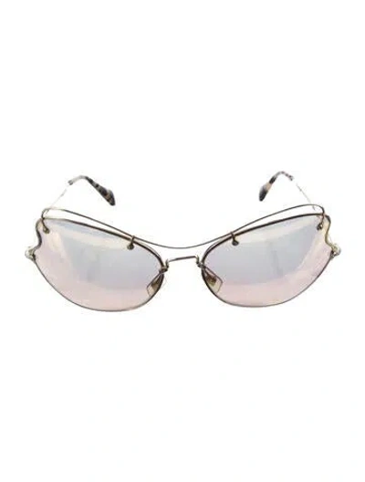 Pre-owned Miu Miu Cat-eye Mirrored Sunglasses In Gold