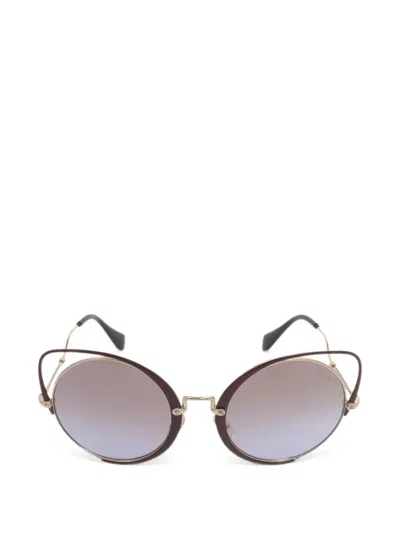 Pre-owned Miu Miu Cat-eye Round Sunglasses In Brown