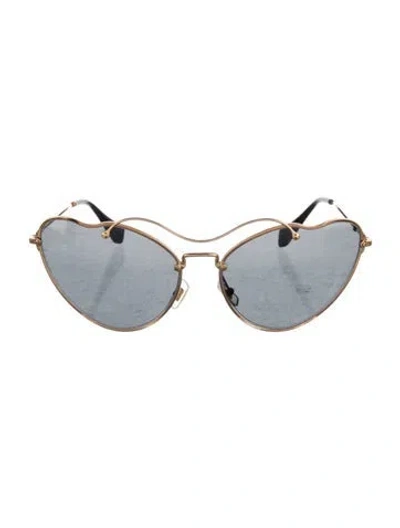 Pre-owned Miu Miu Cat-eye Tinted Sunglasses In Gold