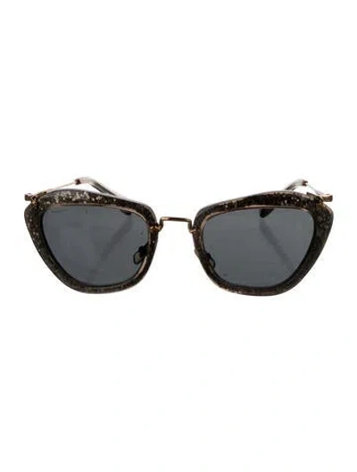 Pre-owned Miu Miu Cat-eye Tinted Sunglasses In Gold