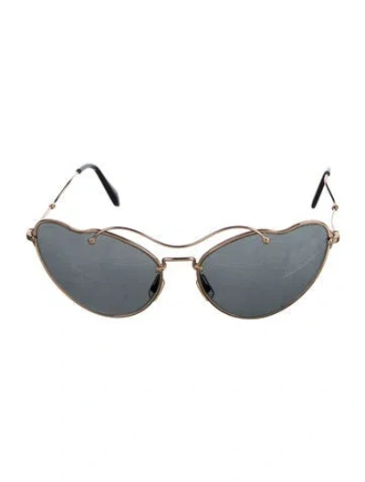 Pre-owned Miu Miu Cat-eye Tinted Sunglasses In Gold