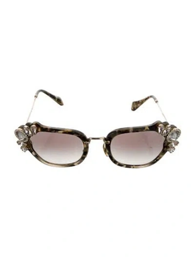 Pre-owned Miu Miu Cat-eye Tinted Sunglasses In Green
