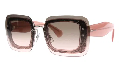 Pre-owned Miu Miu Catwalk Evolution Smu 66u Silver/grey (1bc-1a1) Sunglasses In Gray