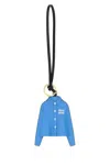 Miu Miu Leather Keyring With Button And Strap Handle In Black