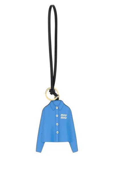 Miu Miu Cerulean Blue Leather Keyring