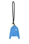 Miu Miu Leather Keyring With Button And Strap Handle In Black