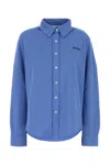 Miu Miu Button-detailed Cotton-poplin Shirt In Blue