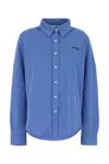 Miu Miu Button-detailed Cotton-poplin Shirt In Blue