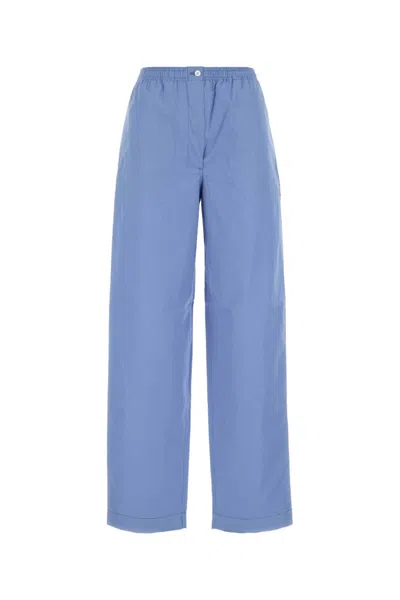 Miu Miu Cerulean Blue Poplin Pyjama Pant In Azzurro