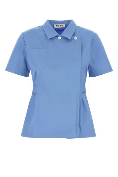 MIU MIU CERULEAN BLUE POPLIN SHIRT