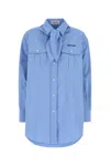 Miu Miu Top With Chest Pockets And Long Sleeves In Blue