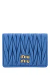 Miu Miu Cerulean Nappa Leather Card Holder In Blue