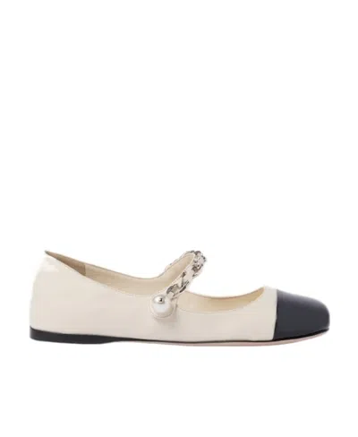 Miu Miu Leather Ballerinas In White