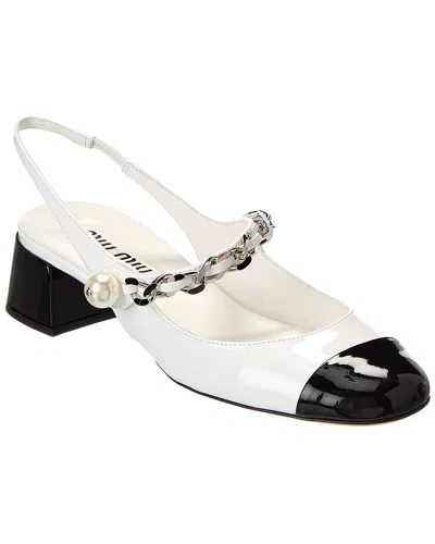 Miu Miu Chain Detail Patent Slingback Pump