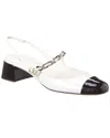 Miu Miu Chain Strap Slingback Cap Toe Pump In White