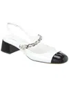 Miu Miu Chain Strap Slingback Cap Toe Pump In White