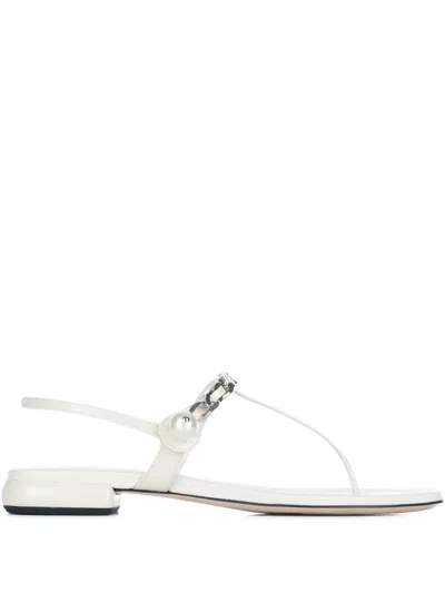 Miu Miu Chain Link-detail Sandals In Weiss