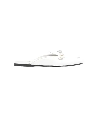 Miu Miu Chain-link Slippers In White