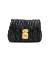 Miu Miu Chain Small Embossed Black Clutch Bag In Black
